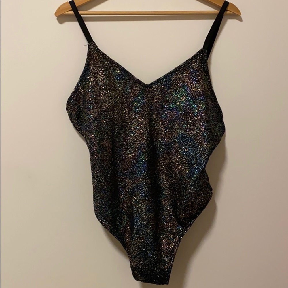 Xhilaration black iridescent / metallic one-piece